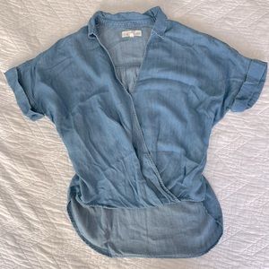 NWOT Loft Chambray Crossover Top